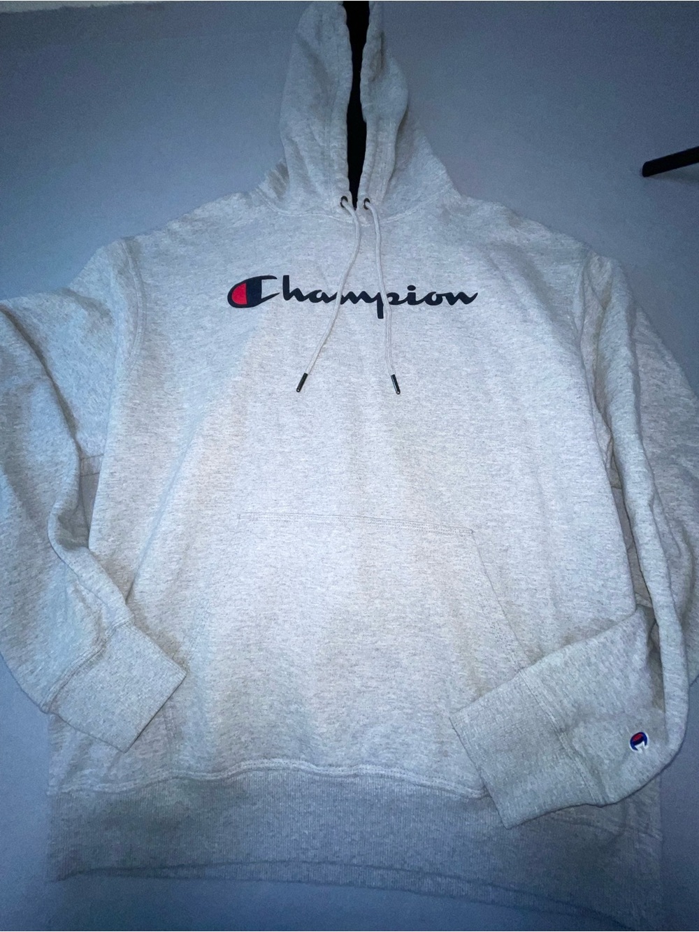 Men's Champion light grey sweatshirt hoodie Large 212